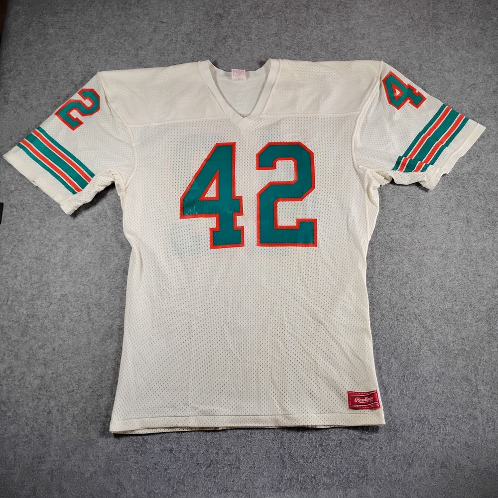 Vintage Rawlings Football Jersey White Teal Orange Mesh #42 Mens‎ Large USA